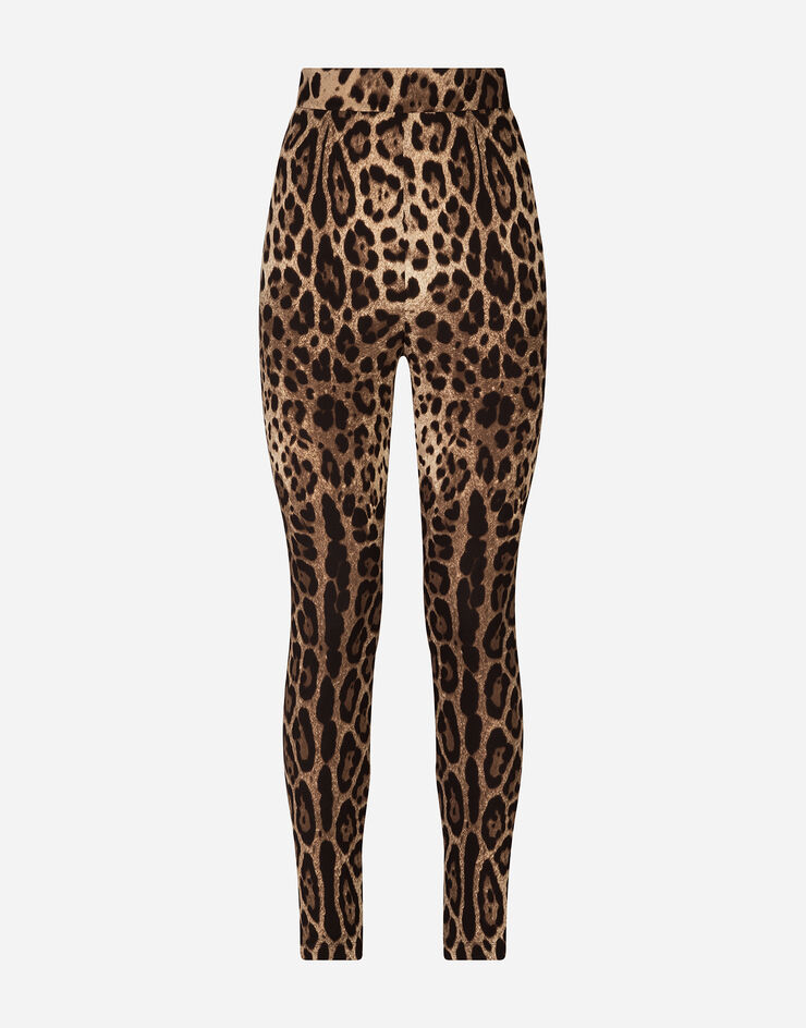 Leggings in charmeuse with leopard print in Multicolor for