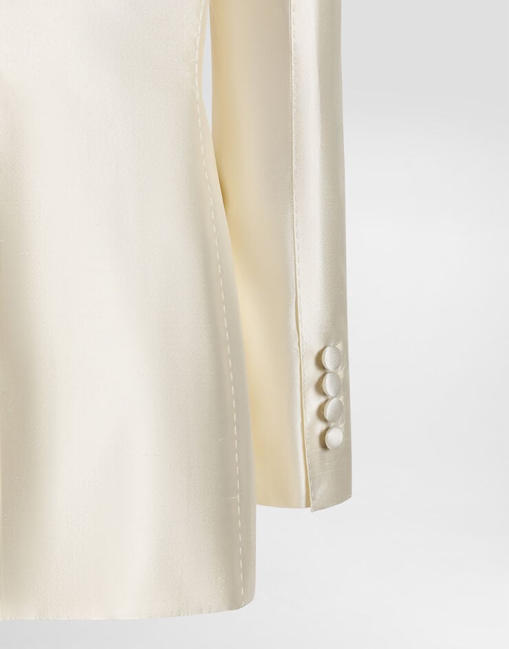 Dolce & Gabbana Single-breasted mikado silk jacket White F29KNTFU1L5