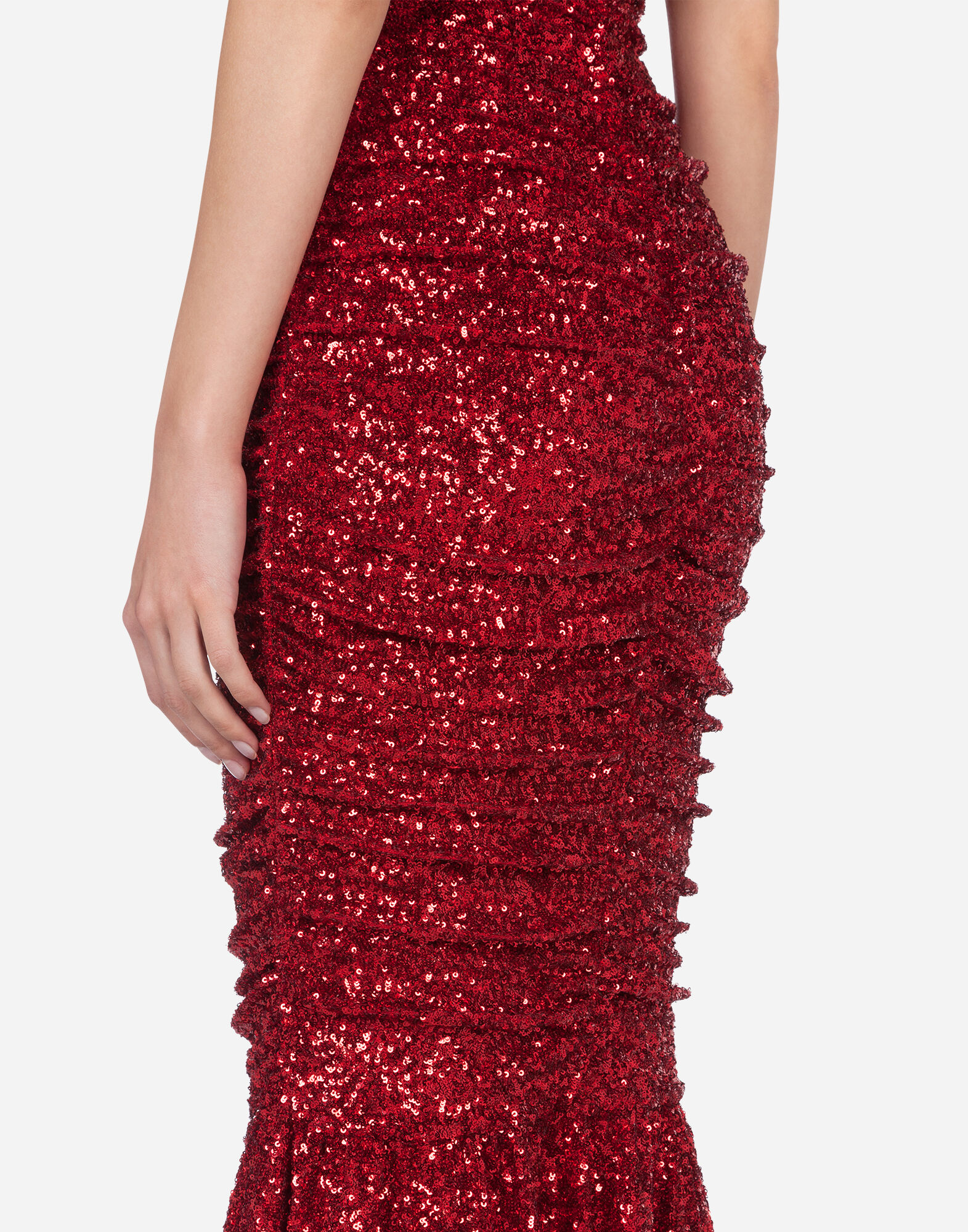 Long dress draped in sequins