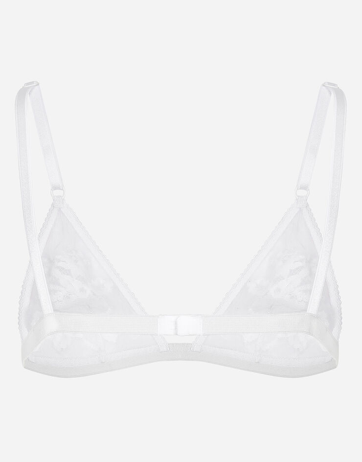 Dolce & Gabbana Reggiseno triangolo soft cup in pizzo e tulle Bianco O1G24TONQ79