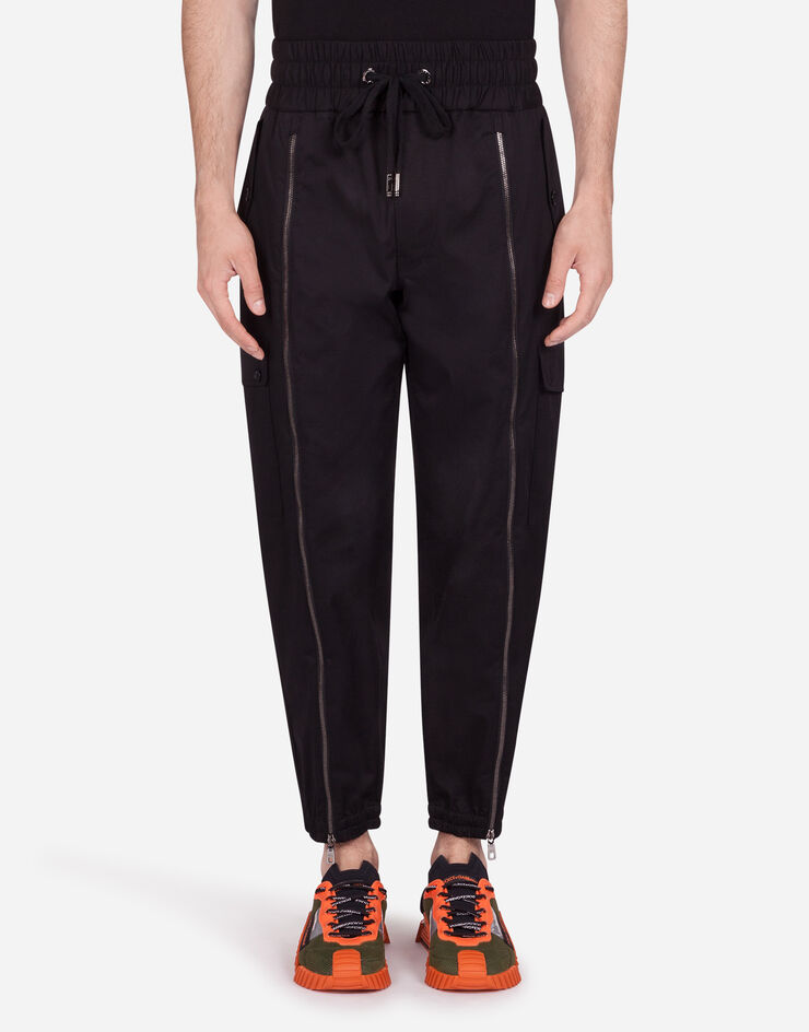 Dolce & Gabbana STRETCH COTTON JOGGING PANTS WITH ZIP DETAILS NERO GW5QATFUFJR