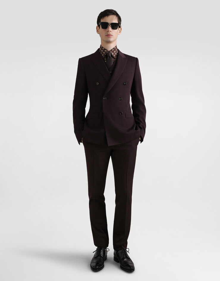 Dolce & Gabbana Traje de botonadura doble en gabardina de lana Multicolor GK7SMTFU2OW