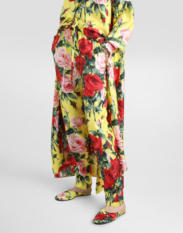 Dolce & Gabbana 花束印花真丝斜纹长裤 版画 FTC11TIS1XH