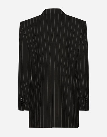 Dolce & Gabbana Single-breasted pinstripe wool jacket Black F29YJTFR20A