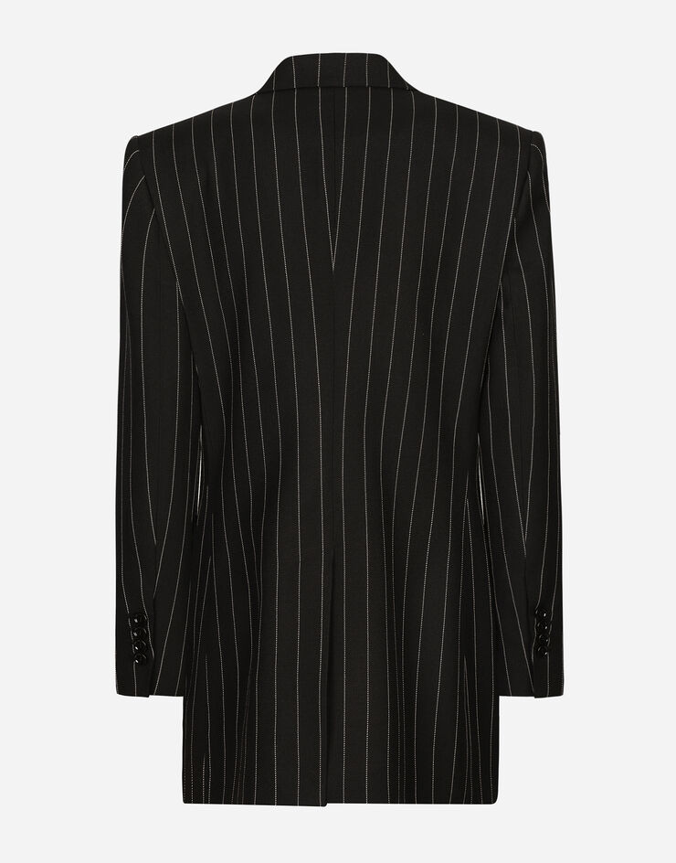 Dolce & Gabbana Single-breasted pinstripe wool jacket Black F29YJTFR20A