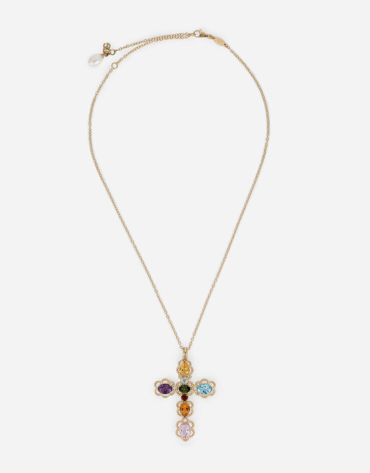 Dolce & Gabbana Colgante de oro amarillo de 18 kt con gemas multicolores Oro Amarillo WAQR1GWMIX1