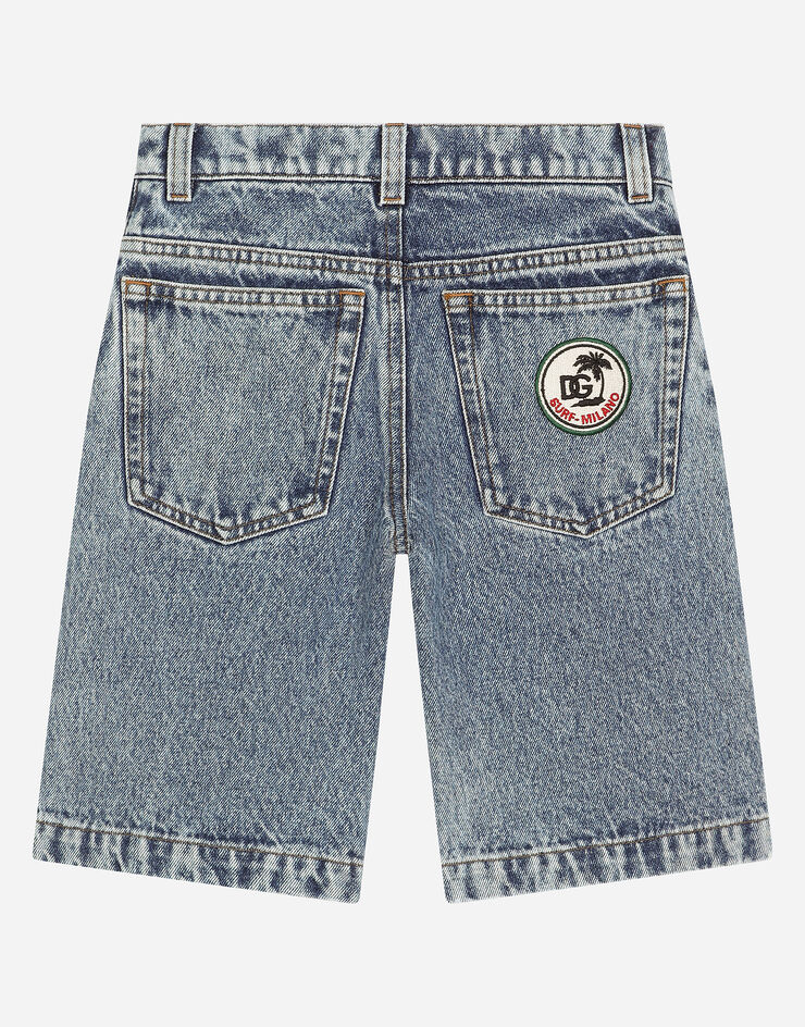 Dolce & Gabbana 5-pocket denim shorts with patch Blue L42Q96LDC12