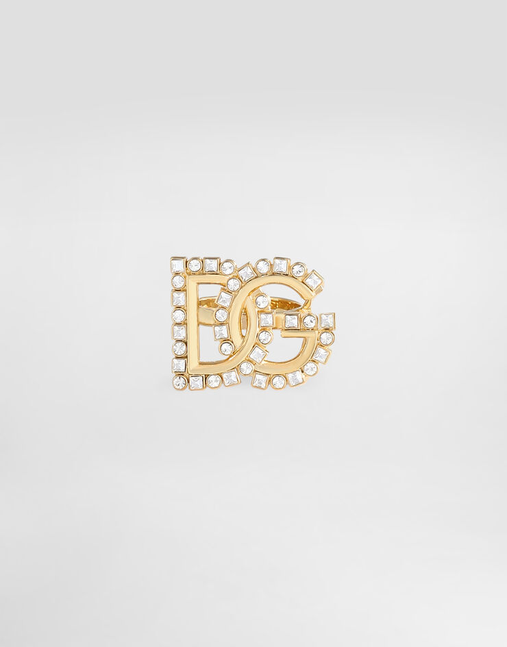 Dolce & Gabbana Ring with rhinestone-detailed DG logo Gold WRR2L1W1111