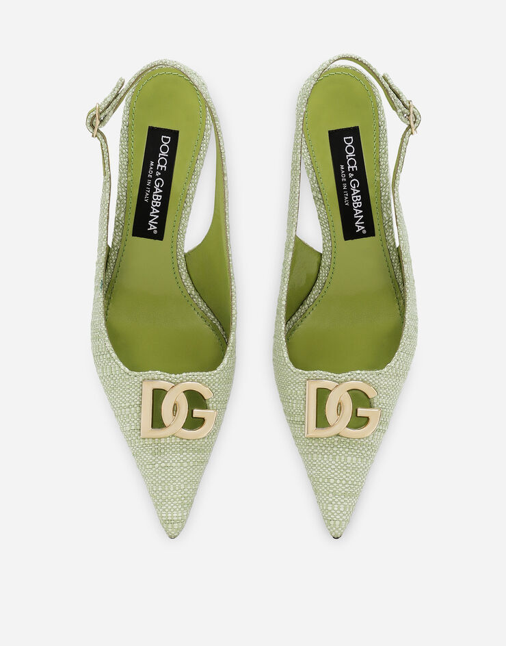 Dolce & Gabbana Zapato destalonado de rafia Verde CG0710AR344