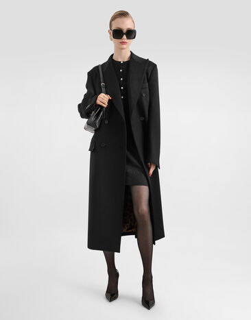Dolce & Gabbana Manteau croisé en cachemire Noir F0W8UTHU2BX