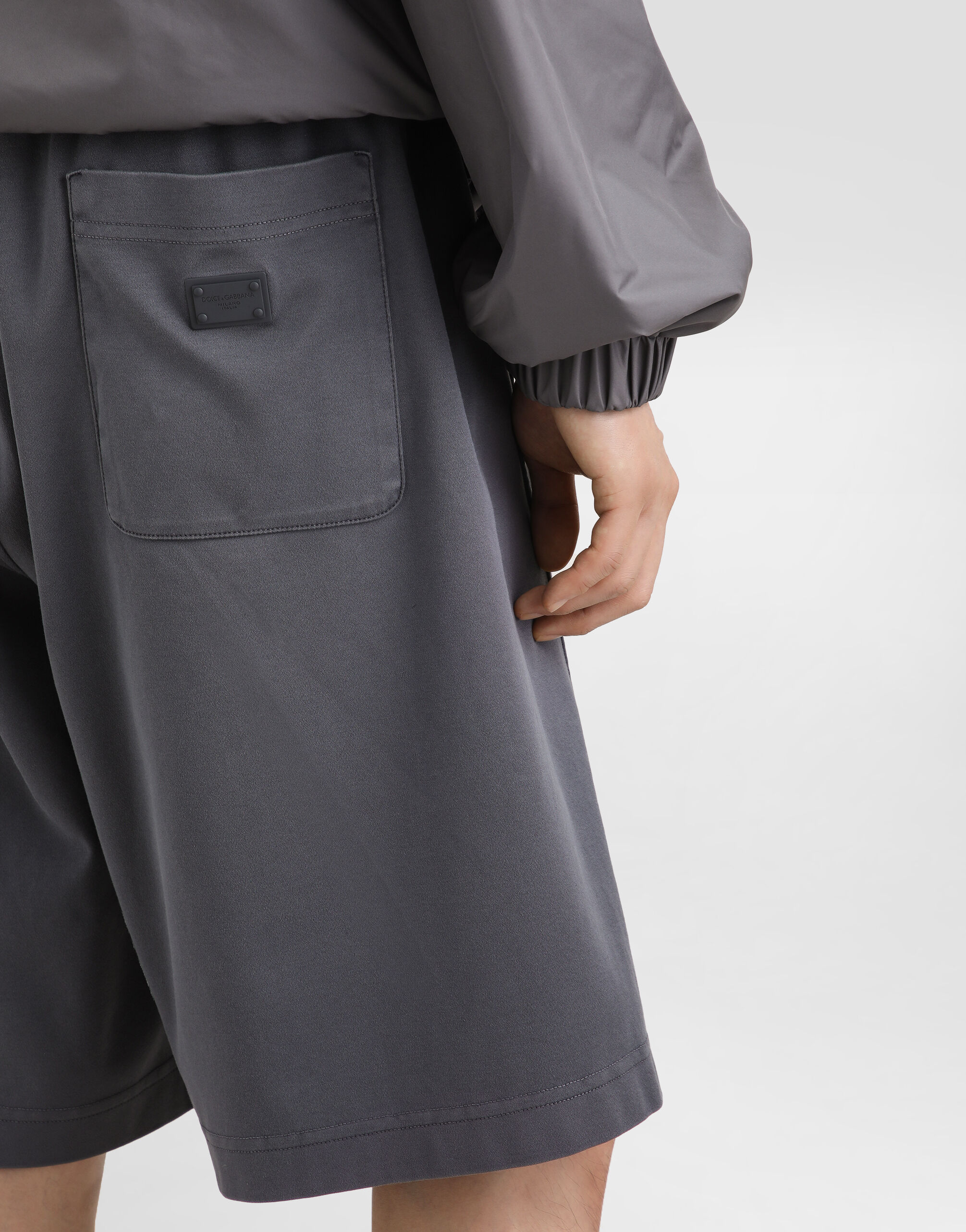 Cotton jogging shorts in Grey for Men | Dolce&Gabbana®