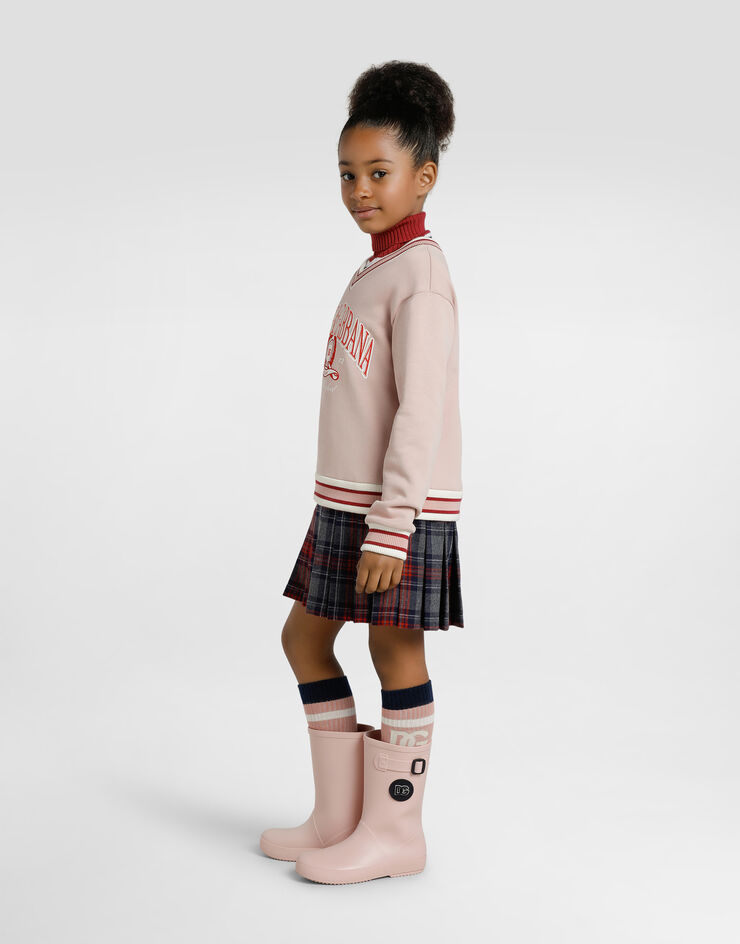 Dolce & Gabbana Fleece and tartan dress with Dolce&Gabbana print Multicolor L5JDAKG7PHB