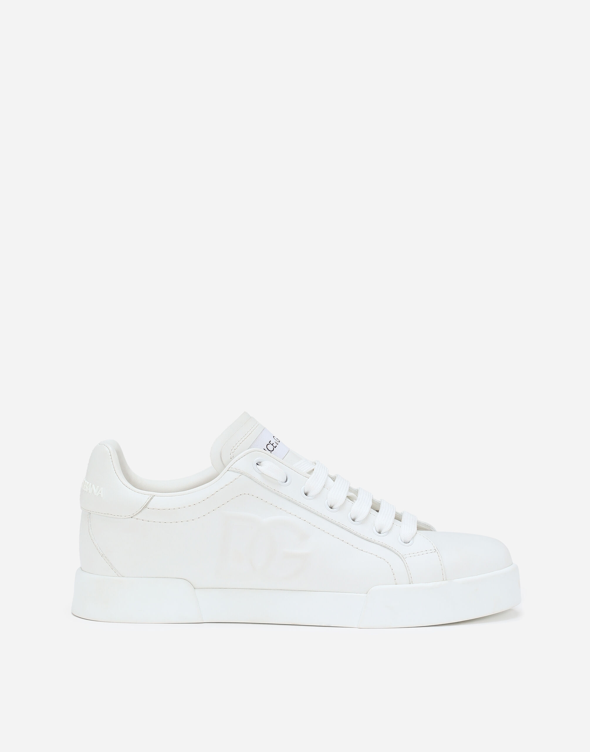 Dolce Gabbana Calfskin Portofino sneakers with DG logo female White