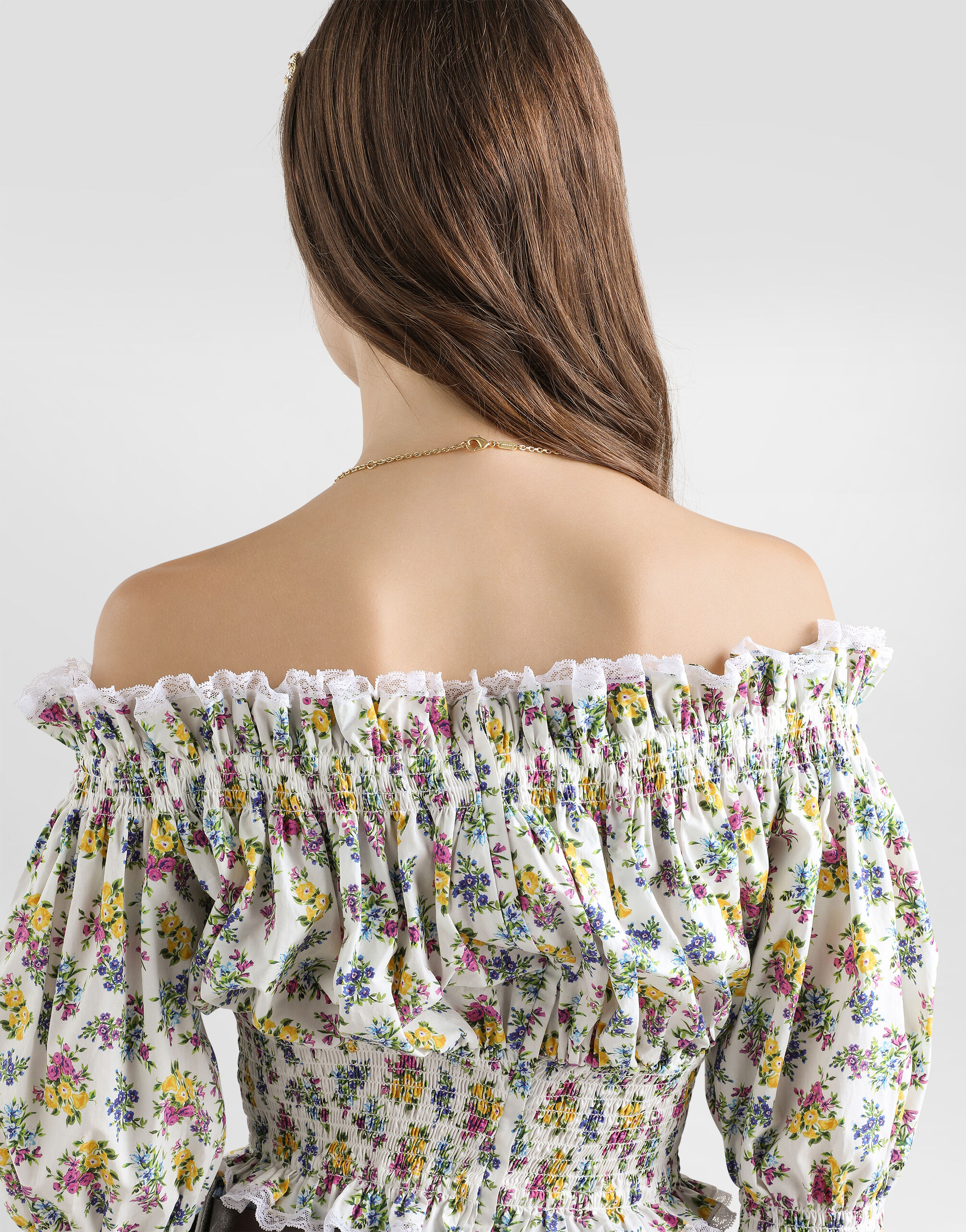Small floral-print poplin top in Multicolor for Women