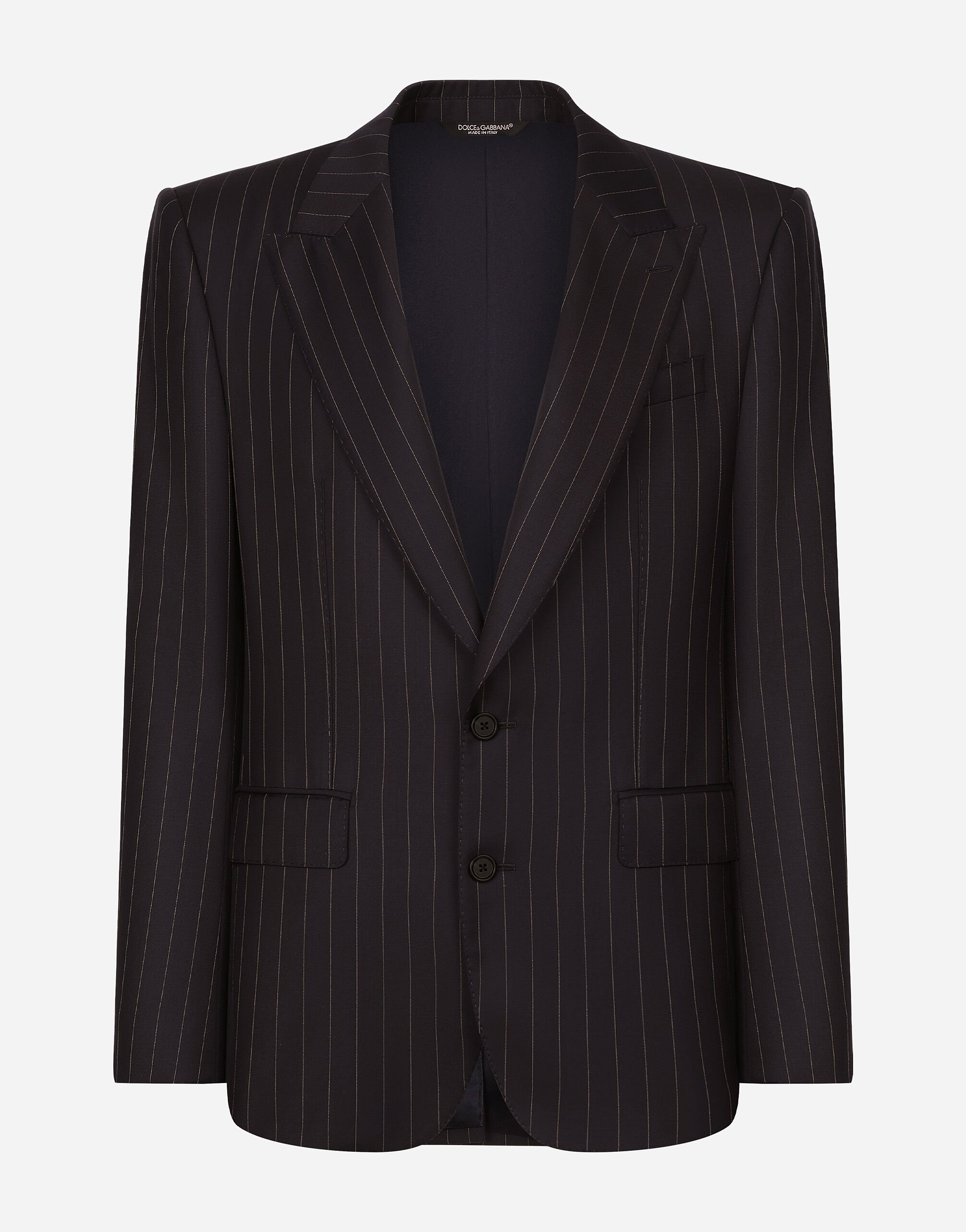 Dolce & Gabbana Veste droite Sicilia en laine à rayures tennis Noir G2RQ2TGF815