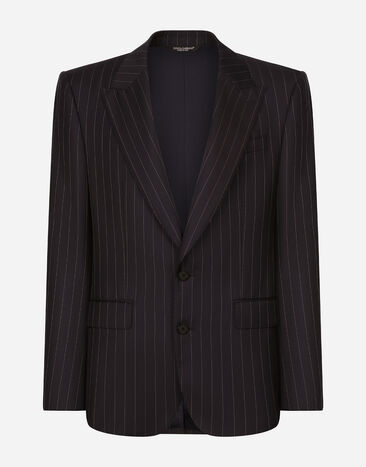 Dolce & Gabbana Single-breasted pinstripe wool Sicilia-fit jacket Blue G2QU6TFR20J