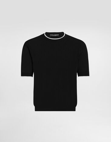 Dolce & Gabbana بلوفر قطن بياقة دائرية أسود GXX03TJBCH1