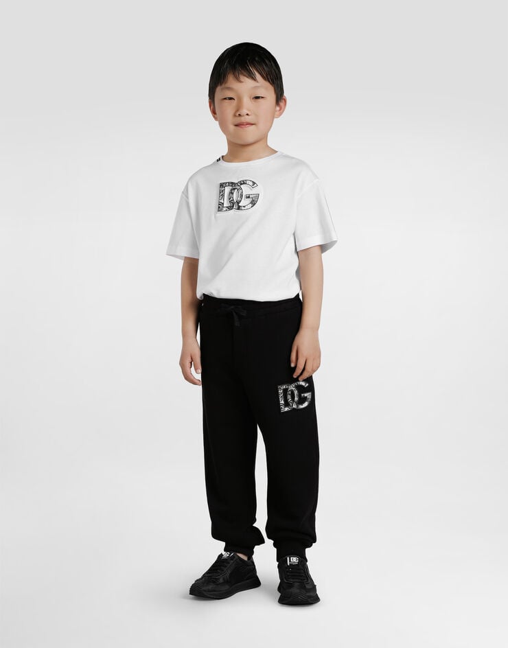 Dolce & Gabbana Short-sleeved t-shirt with embossed DG majolica-print logo Multicolor L4JTHVG7NVC