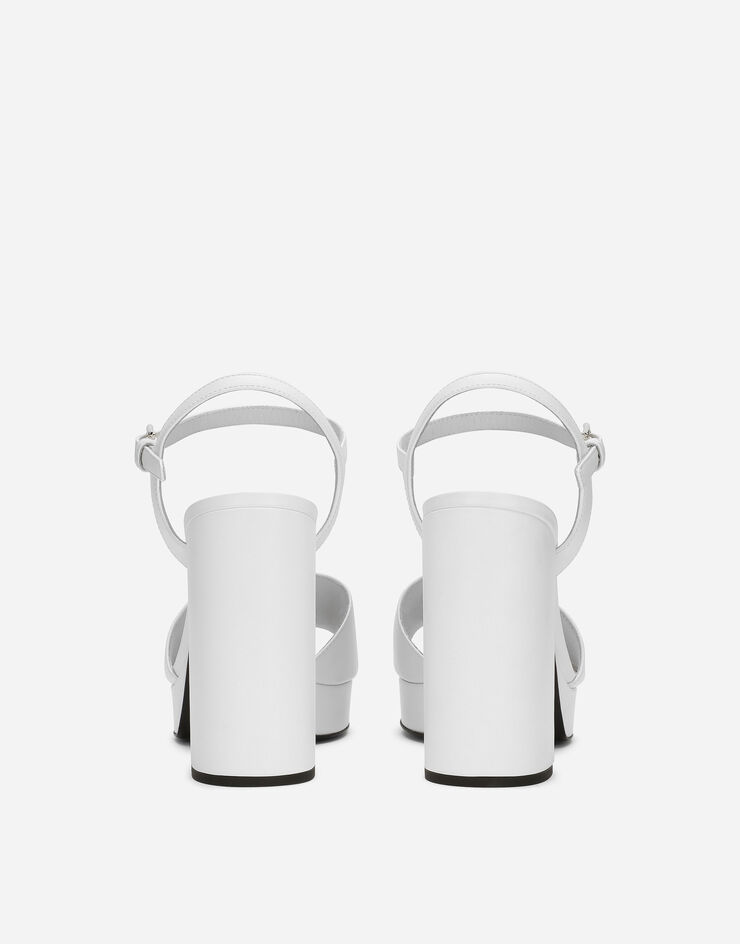 Dolce & Gabbana 카프스킨 플랫폼 샌들 화이트 CR1586AW576