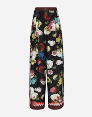 Dolce & Gabbana Twill pajama pants with nocturnal flower print Print FTC3HTHS5Q0