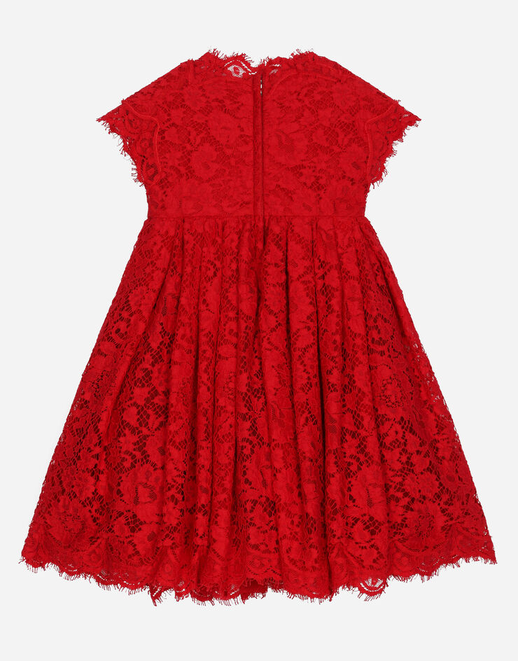 Dolce & Gabbana Kleid aus cordonetto-spitze mit schmuckstickerei ROT L52DH0HLMHW