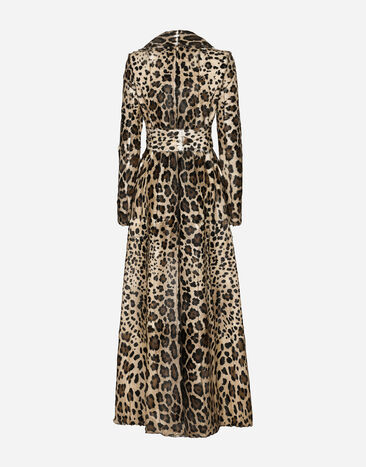 Dolce & Gabbana Cappotto doppiopetto con cintura in capra stampa Leopardo Multicolore F0G1IFFUP9H