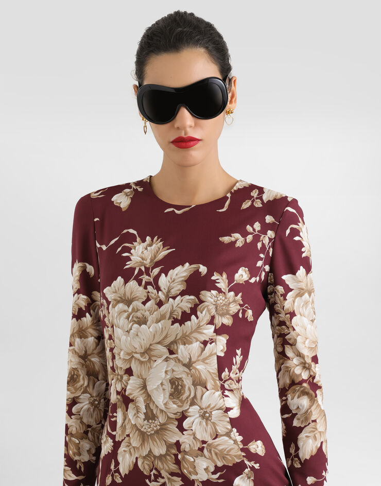 Dolce & Gabbana Rose-print charmeuse dress Print F6GAVTFSA7Y