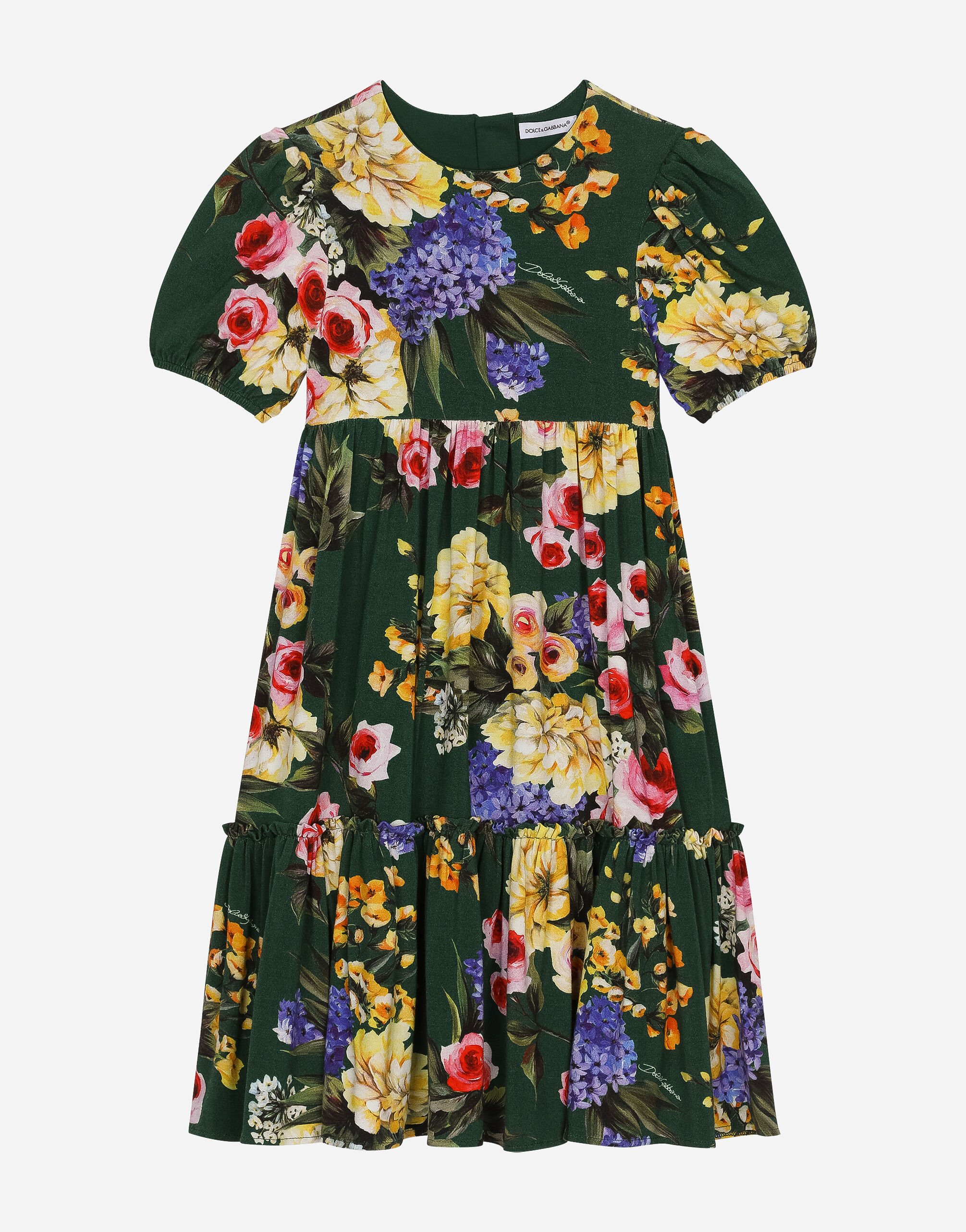 Dolce & Gabbana Kleid aus Jersey Garten-Print Drucken L53DR2HS5QR