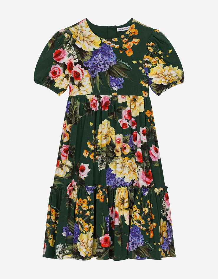 Dolce & Gabbana Kleid aus Jersey Garten-Print Drucken L5JD7VFSG8T