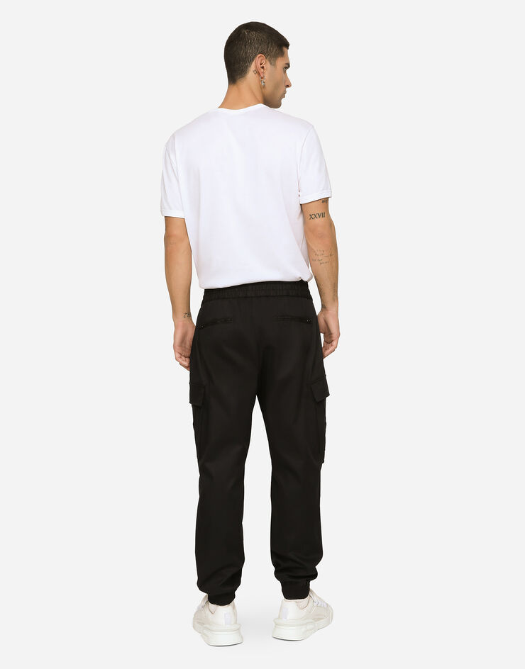 Dolce & Gabbana Cotton cargo pants with branded tag Blue GW5OHTFUFMF
