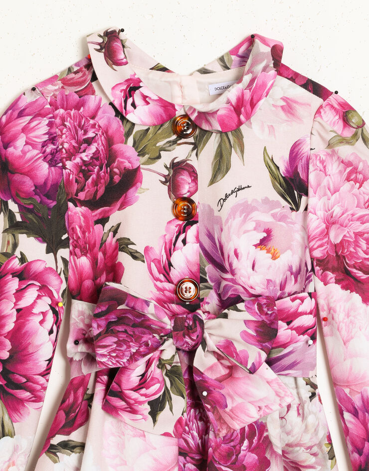 Dolce & Gabbana Vestido en franela de algodón con estampado de peonías Dolce & Gabbana Vestido en franela de algodón con estampado de peonías Multicolor L54DV4G7QZV