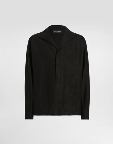 Dolce & Gabbana Three-button long-sleeved linen shirt Multicolor G5MX5TFSA5W