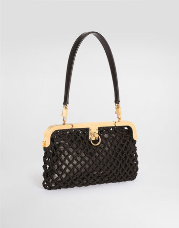 Dolce & Gabbana Amanda handbag in mesh and palmellato calfskin Black BB7920A0699