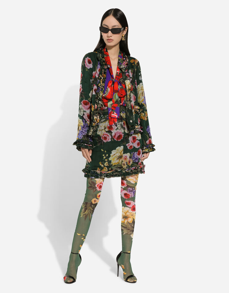 Short garden-print chiffon skirt in Print | Dolce&Gabbana®