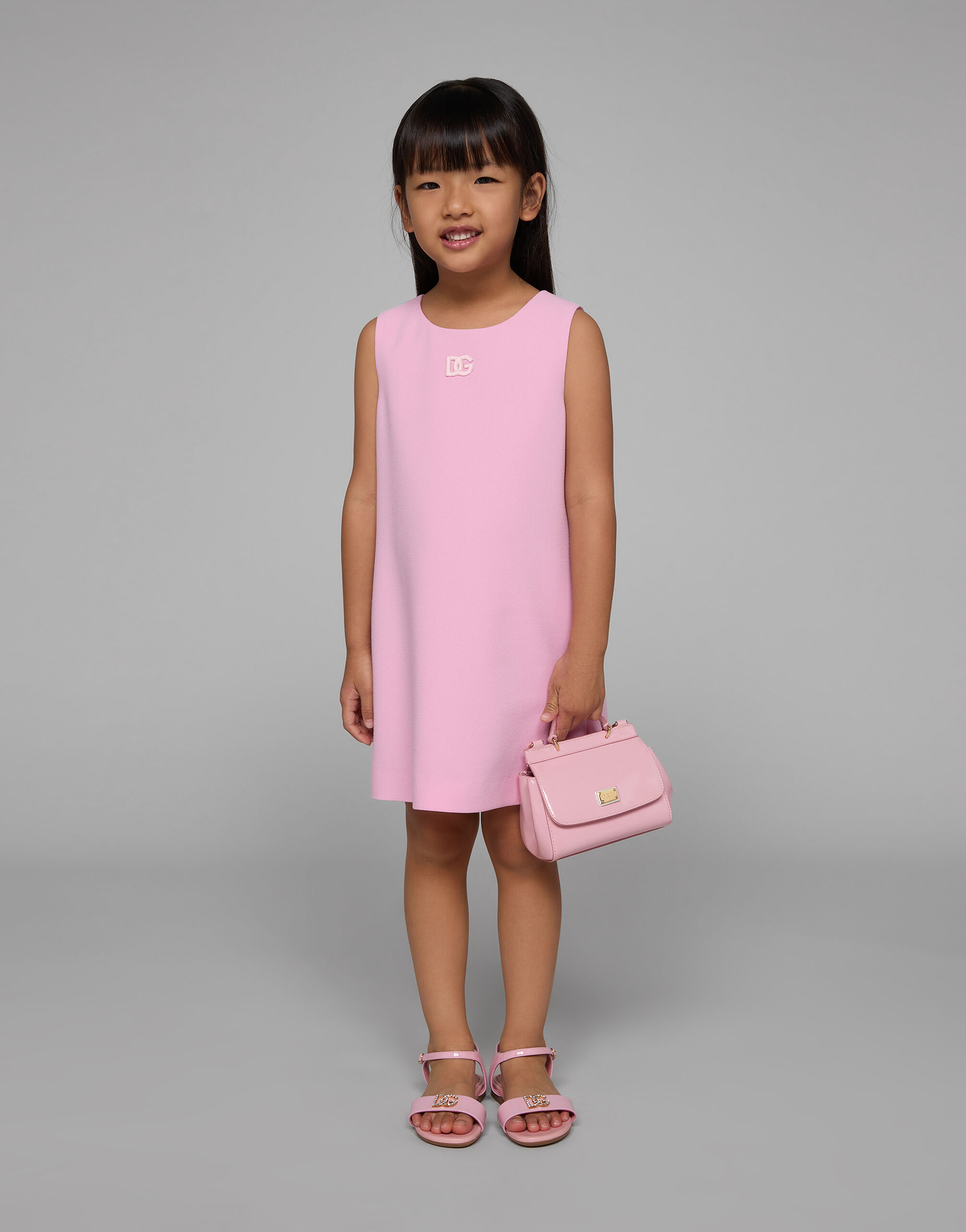 Mini sac Sicily en cuir verni en Rose pour fille Dolce Gabbana