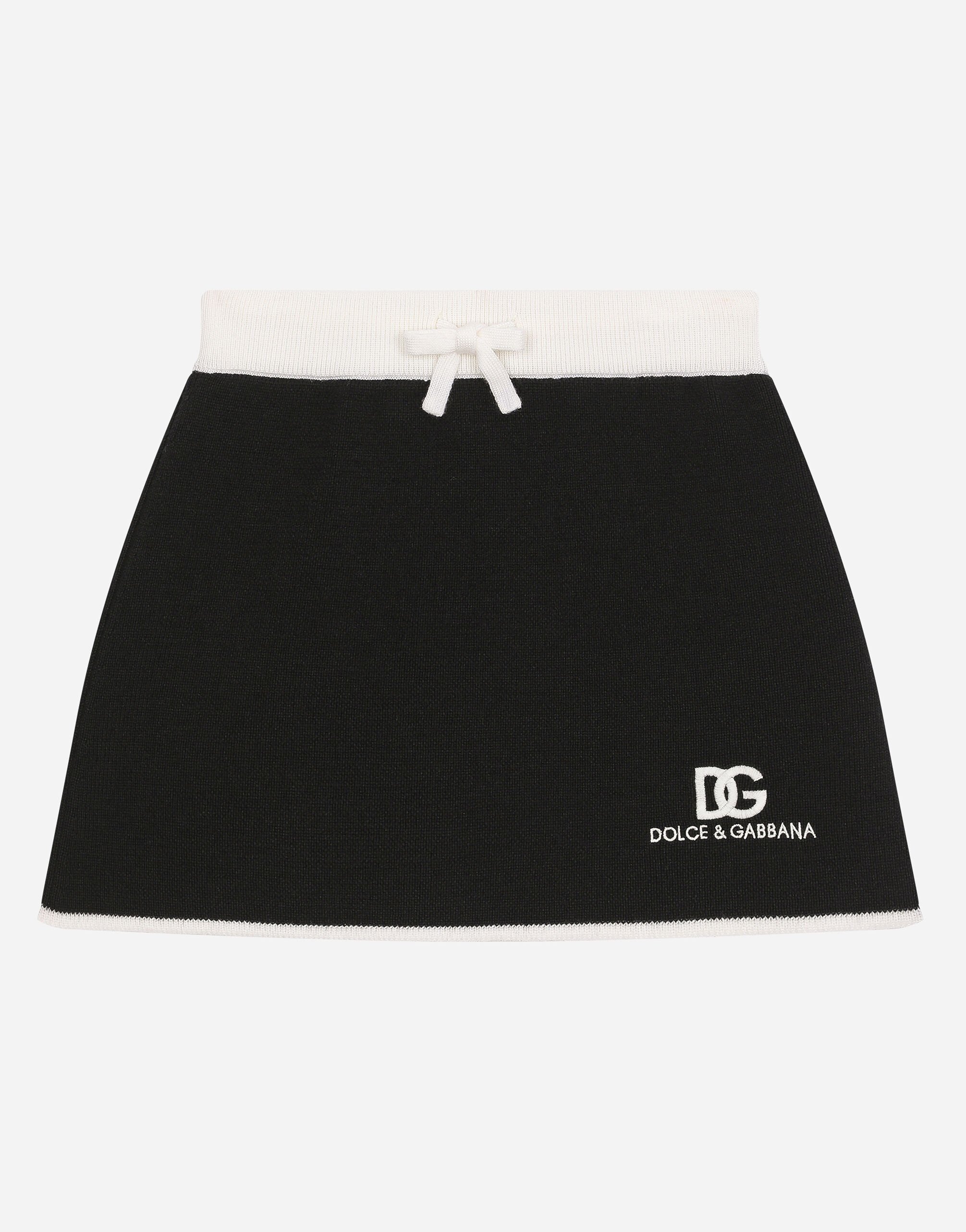 Dolce & Gabbana Short knit skirt with DG logo Pink EB0248A1471