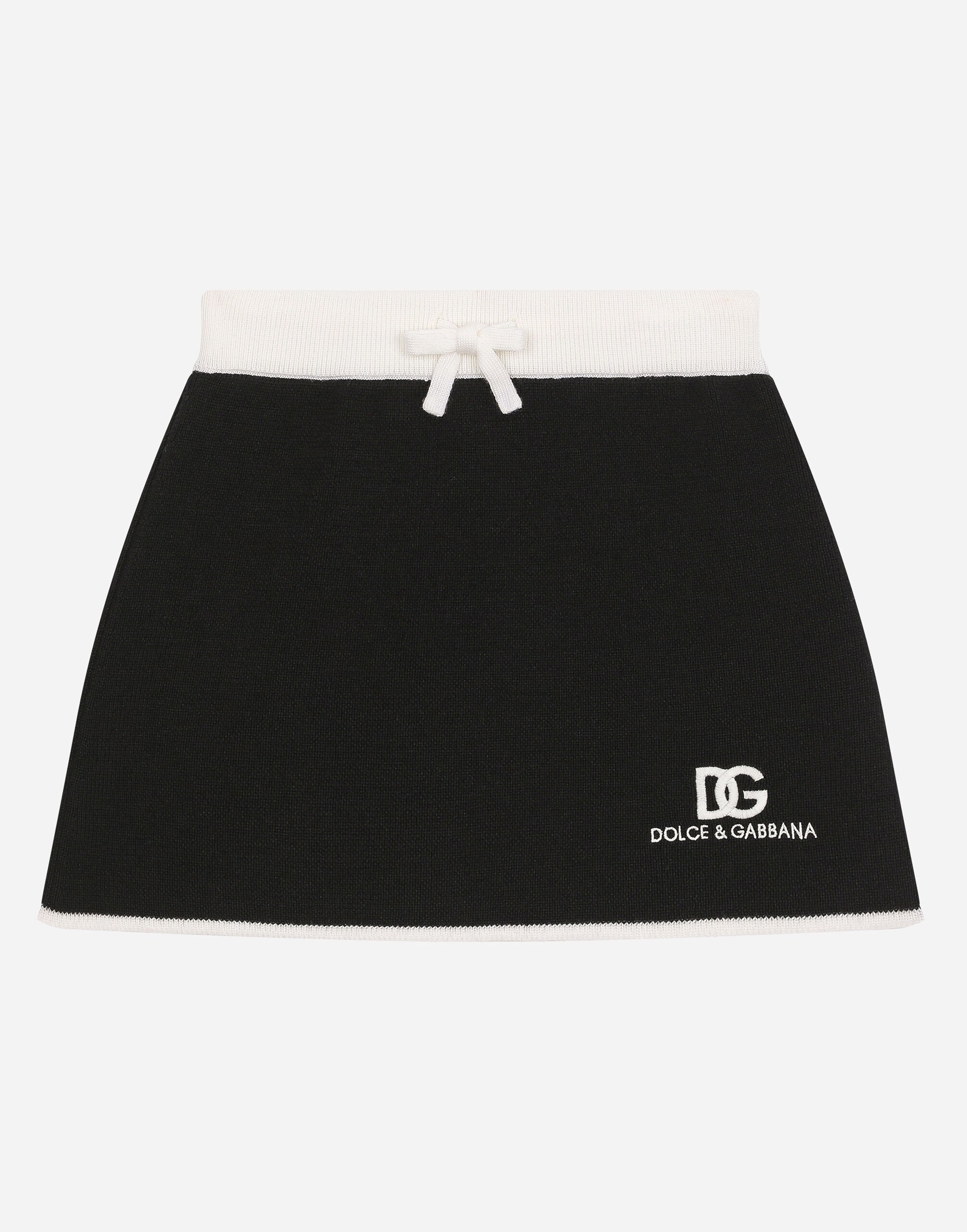 Dolce & Gabbana Short knit skirt with DG logo Blue FTBXHDG902P