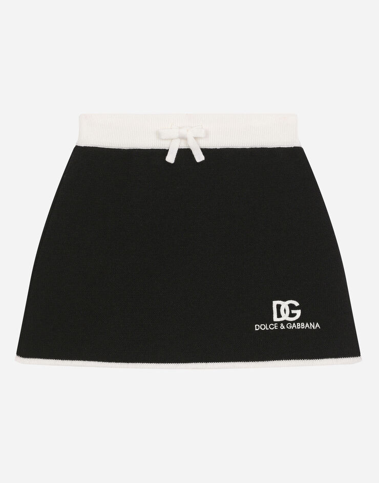 Dolce & Gabbana Short knit skirt with DG logo Negro L5KI05JCVT2
