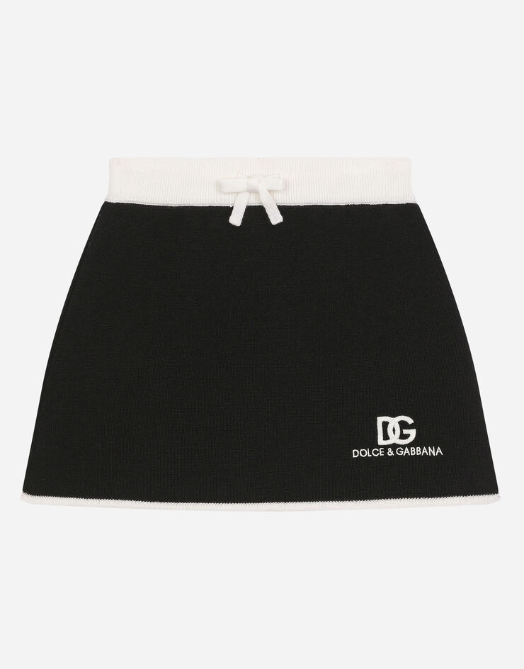 Dolce & Gabbana DG 로고 니트 미니스커트 블랙 L5KI05JCVT2