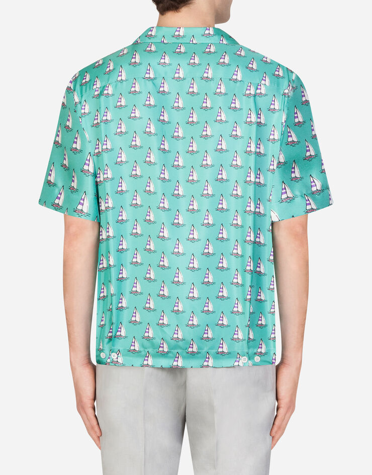 Dolce & Gabbana Hawaii shirt in sailboat print GREEN G5GX1THS187