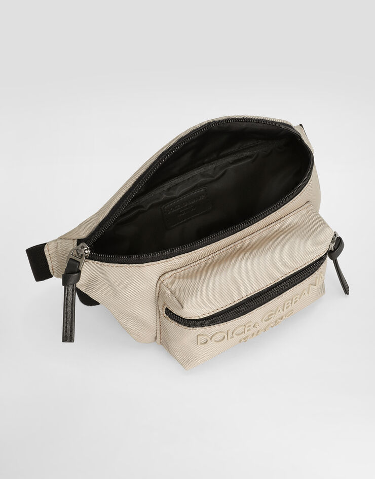 Dolce & Gabbana Gürteltasche aus Nylon mit Dolce&Gabbana-Logo Beige EM0103AB124