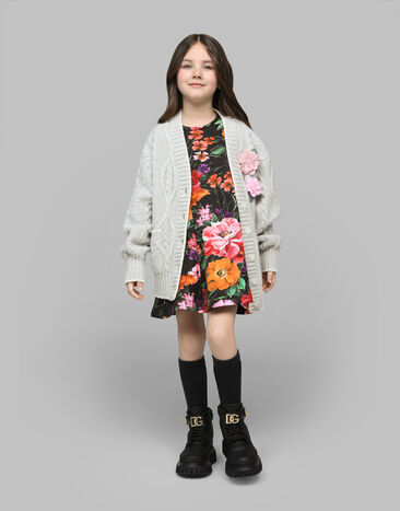 Dolce & Gabbana DGロゴ&フローラル ディテール ケーブルニット カーディガン  Multicolor L5KWH3JFMJA