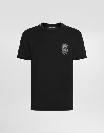 Dolce & Gabbana Cotton T-shirt with heraldic patch Black G8PV1ZG7O4C
