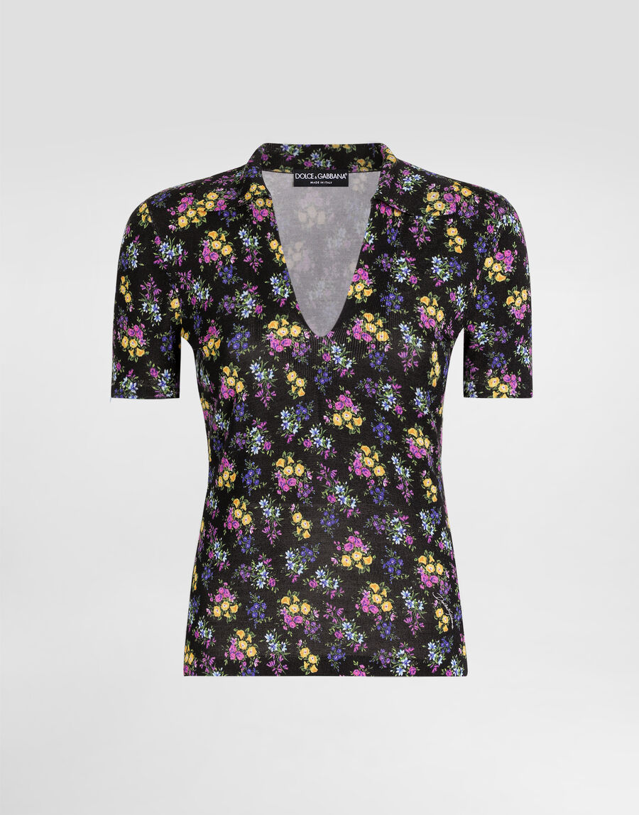 Small floral-print silk pullover