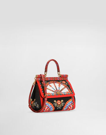 Dolce & Gabbana Kleine Sicily Handtasche mit Carretto-Print Multicolor BB6003B0816