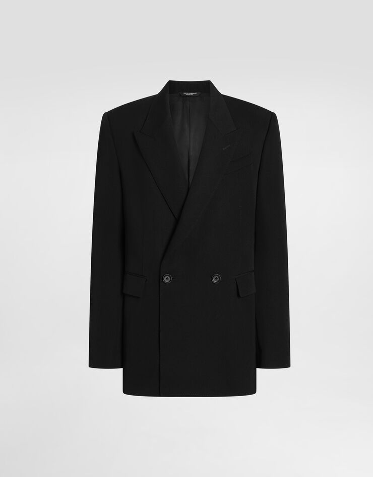 Dolce & Gabbana Double-breasted wool gabardine jacket Black F2JDVTFU21E