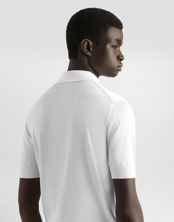 Dolce & Gabbana Poloshirt aus Seide mit Logostickerei Weiss GXZ02ZJBSK3