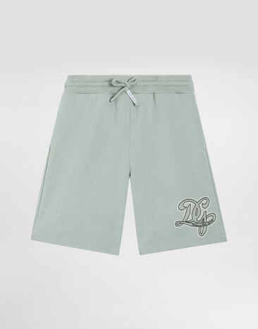 Dolce & Gabbana Fleece bermuda shorts with DG canvas embroidery Green L4JQXBG7PRP