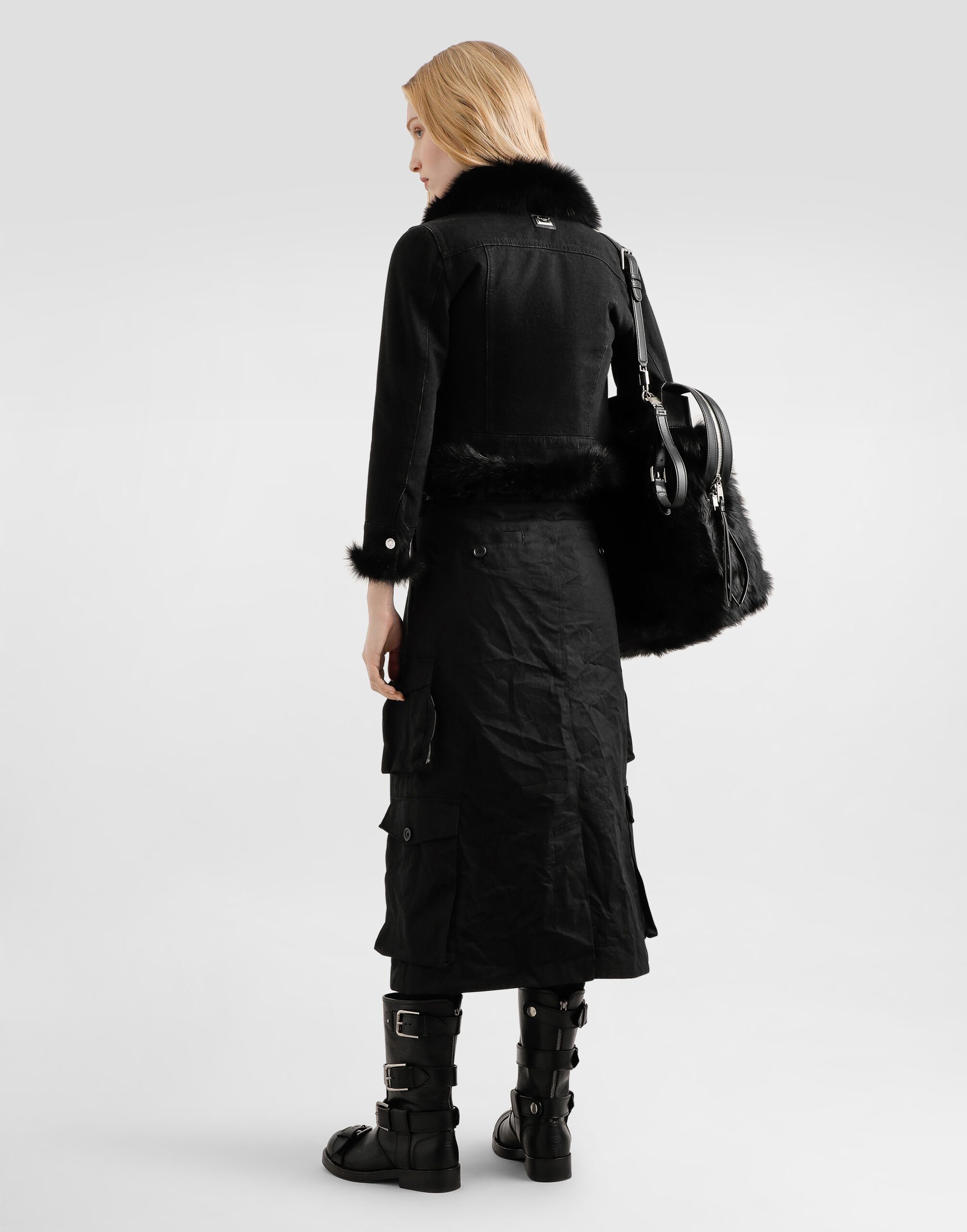 DOLCE&GABBANA ツィードジャケット ファー付き ブラック 38 Leather jacket with branded tag in Black for Men | Dolce&Gabbana® US