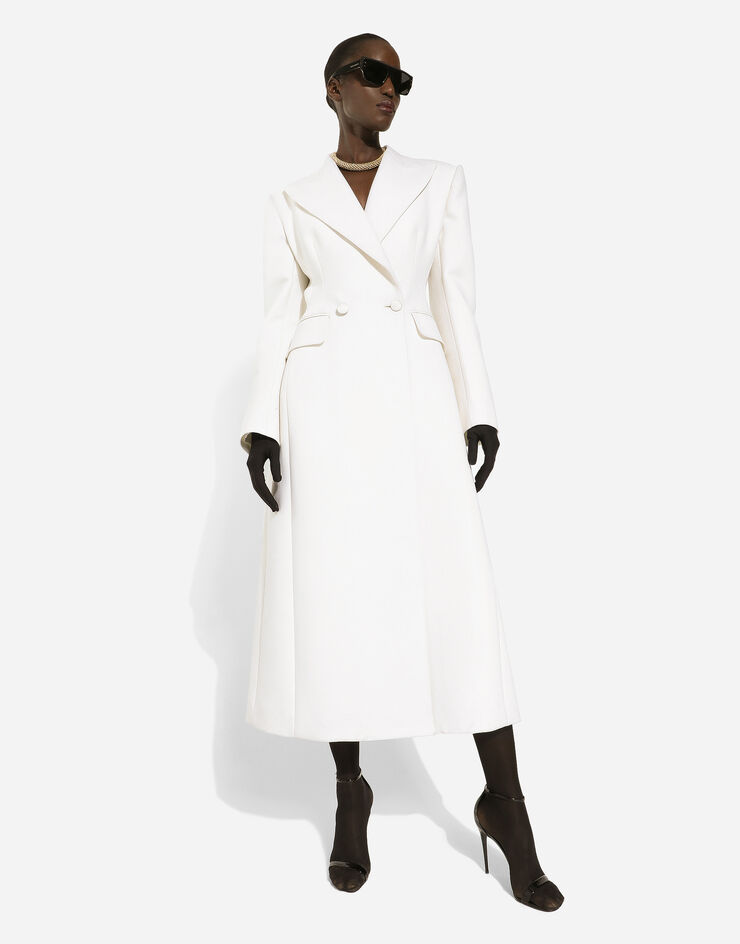 Dolce&Gabbana Long double-breasted wool cady coat Blanc F0W0ITHUMTB